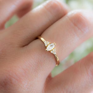 Marquise Ring, Diamond Ring, Minimalist Ring, Dainty Ring, Sterling Silver Ring, Gold Stacking Ring, Gift for her, Delicate Ring