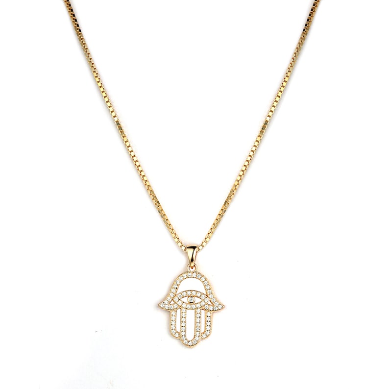 Gold Hamsa Hand Necklace Hamsa Jewelry Hamsa Necklace Evil Eye Etsy