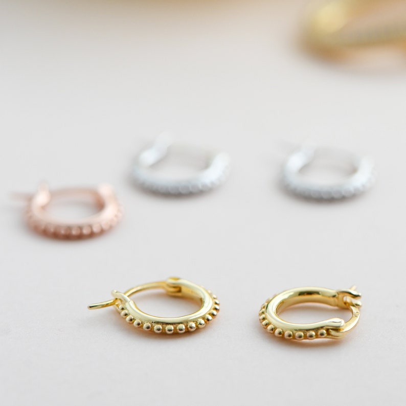 Beaded Hoop Earrings Ball Hoop Earrings Small Gold Hoop Etsy