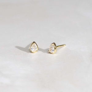 Pear Stud Earrings, Tear Drop Studs, Tiny Stud Earrings, Minimalist Earrings, Stud Earrings Dainty Earrings Gold Stud Earrings Tiny Earrings image 6