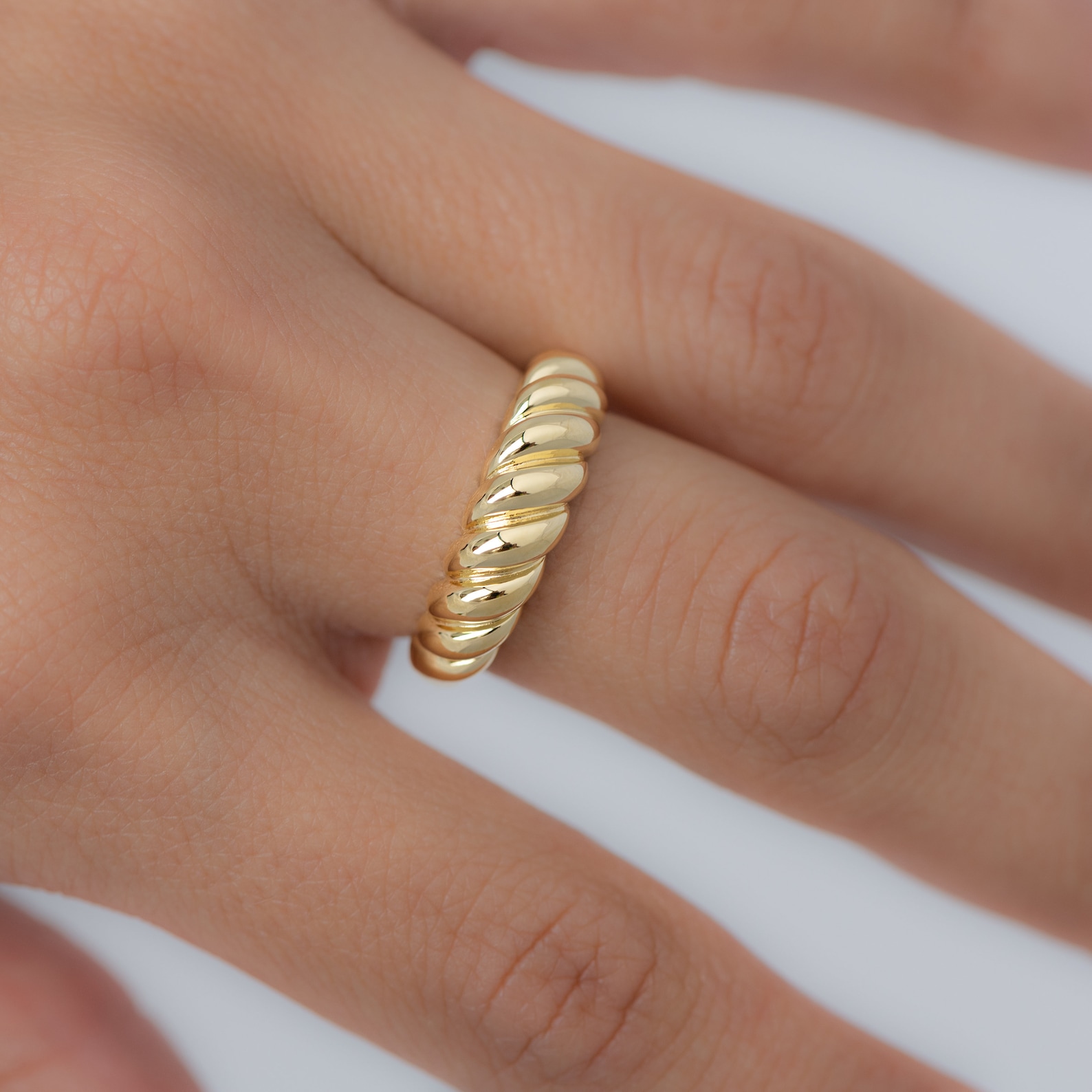 Croissant Ring Gold Croissant Ring Twist Ring Signet Ring - Etsy