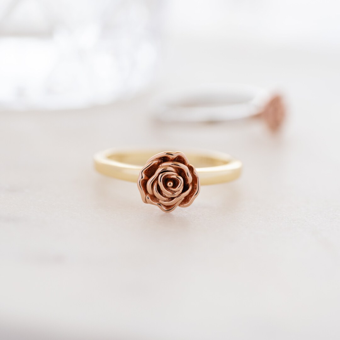 Rose Ring, Flower Ring, Floral Ring, Rose Gold Ring, Dainty Ring ...