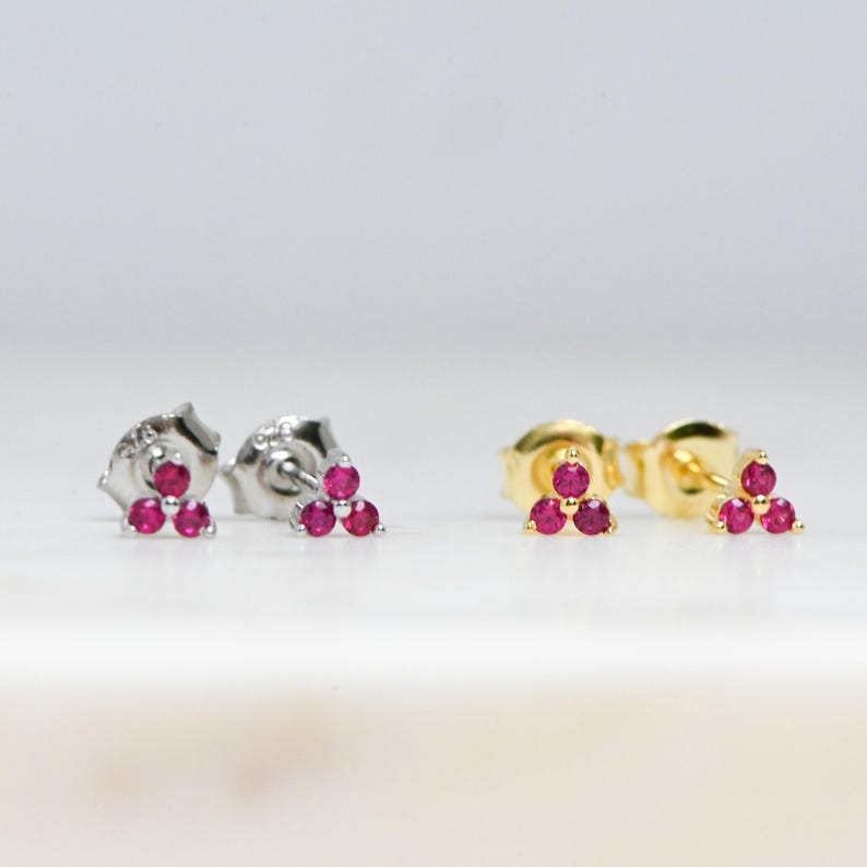 Tiny Ruby Stud Earrings, Ruby Studs, Stud Earrings, Dainty Stud Earrings, Small Stud Earrings, Tiny Stud Earrings, Minimalist Earrings image 7