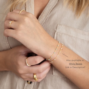 Turquoise Beaded Bracelet by Sami Jewels, Turquoise Bracelet, Dainty Bracelet, Minimalist Bracelet, Gift for Her, Gold Bracelet image 6