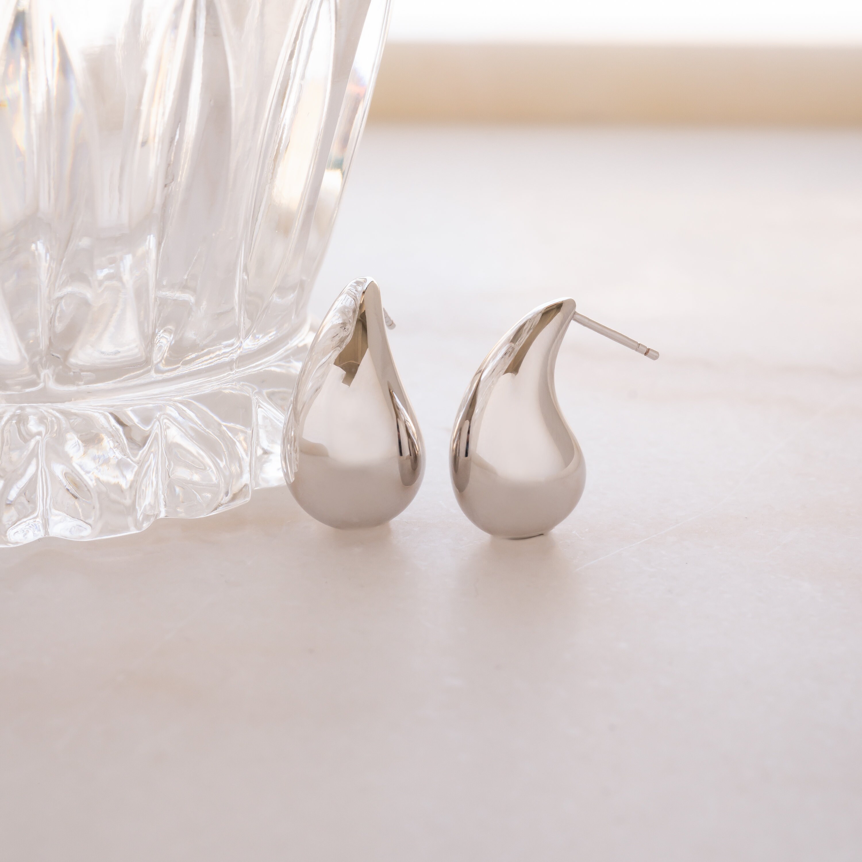 Bottega Earrings, Teardrop Earrings, Gold Hoop Earrings