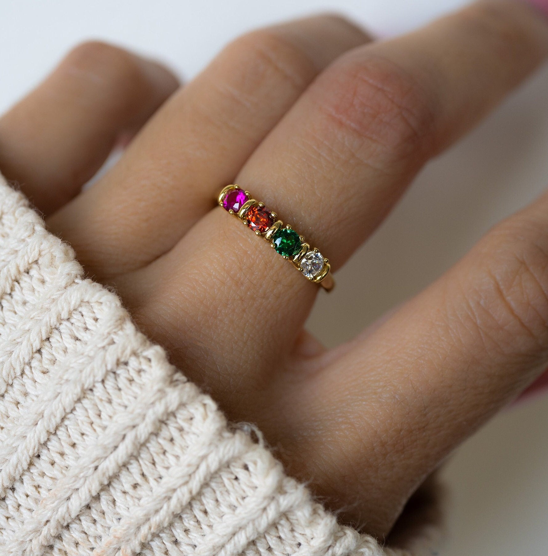 Birthstone Ring, Personalized Ring, Custom Ring, Gemstone Ring, Gift For Her, Birthstone Jewelry, Birthday Gift, Mother's Day Gift for Mom