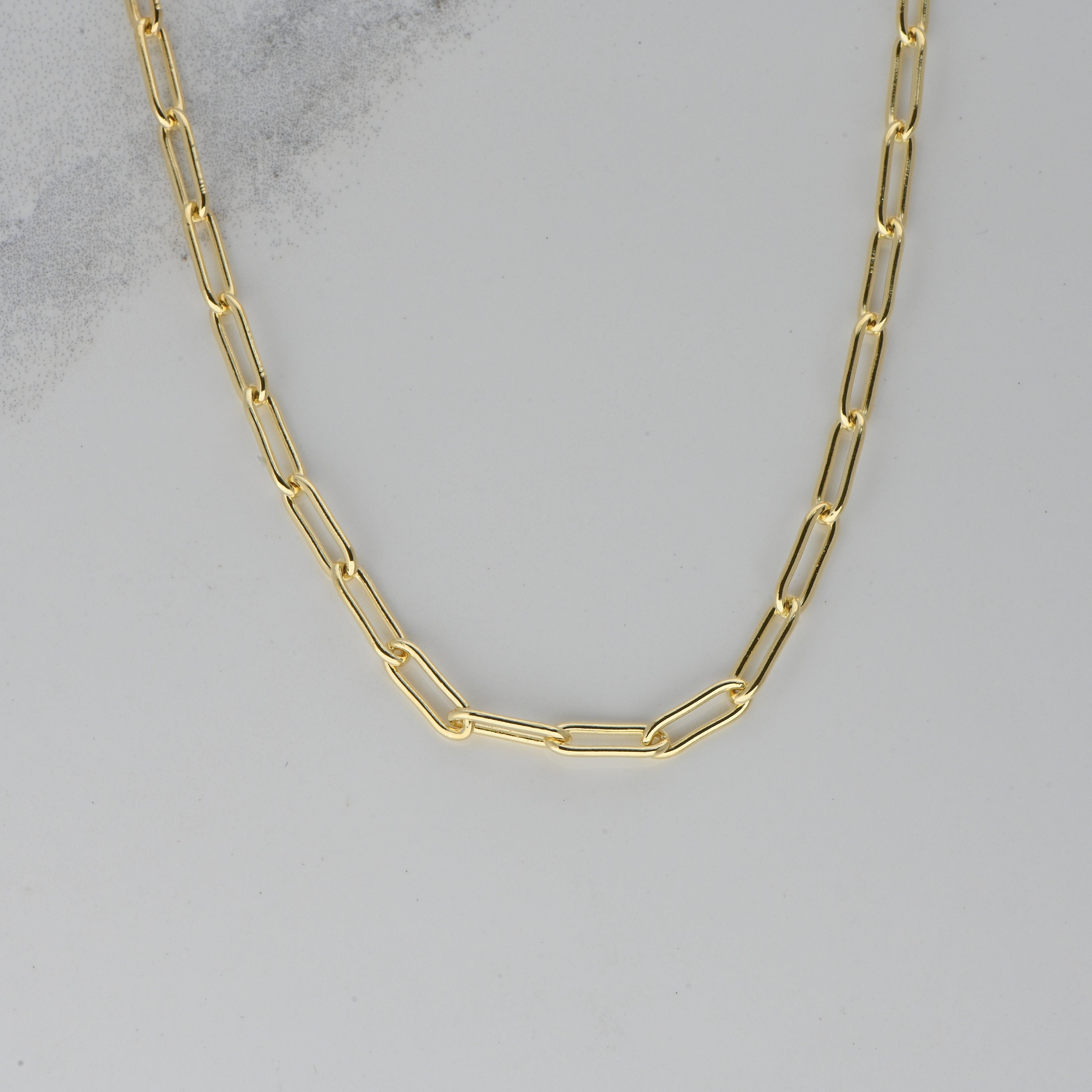 Chain Necklace Paperclip Necklace Chain Link Necklace Gold | Etsy