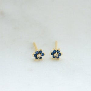 Sapphire Studs, Sapphire Earrings, Stud Earrings, Birthstone Earrings, Blue Earrings, Baguette Earrings, Tiny Studs, September Birthstone image 7