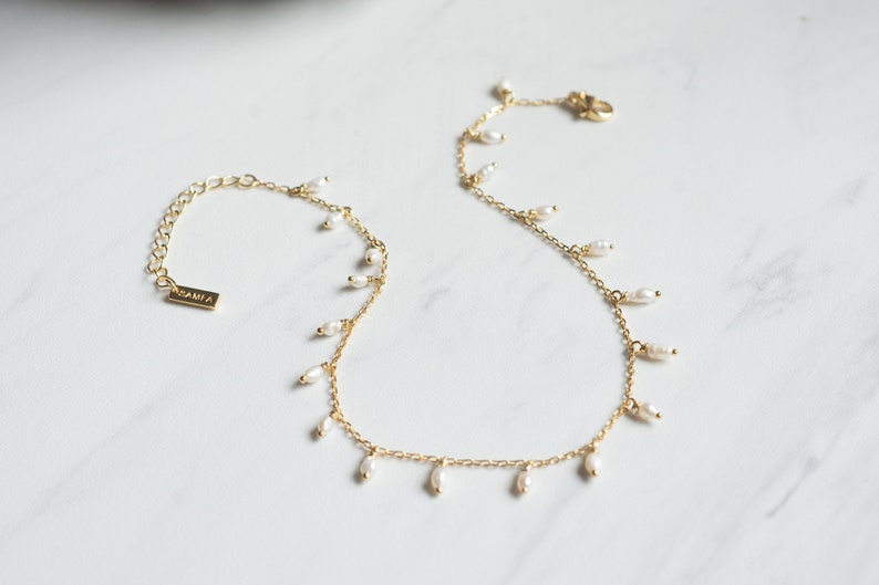 Gold Pearl Anklet Freshwater Pearl Ankle Bracelet Dainty Etsy