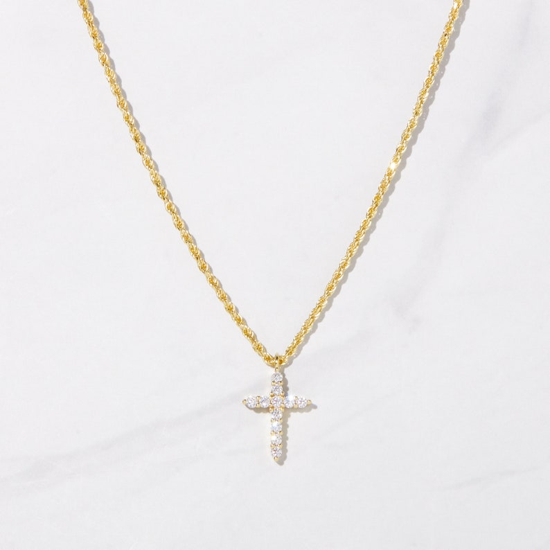 Cross Necklace Cross Pendant Gold Cross Necklace Dainty Etsy