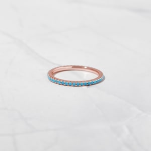 Turquoise Eternity Ring, Turquoise Ring, Dainty Ring, Turquoise Jewelry, Dainty Ring, Stacking Ring, Everyday Ring, Gift for Her image 6