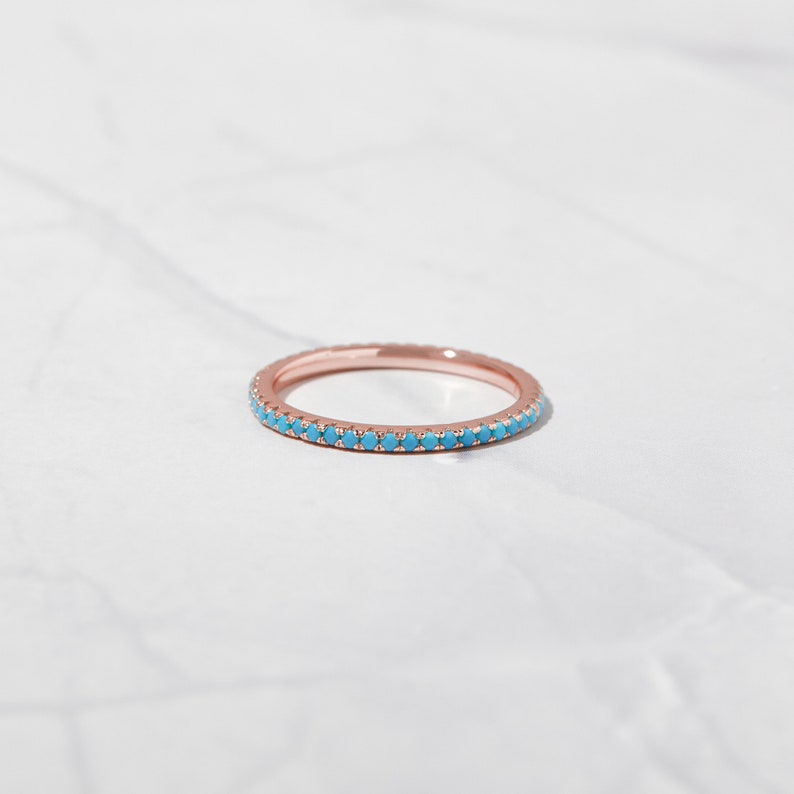 Turquoise Eternity Ring, Turquoise Ring, Dainty Ring, Turquoise Jewelry, Dainty Ring, Stacking Ring, Everyday Ring, Gift for Her image 6