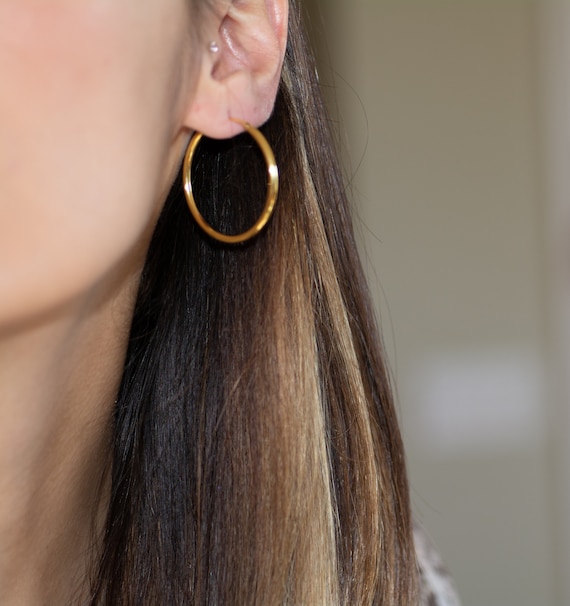 Women's Minimalist Hollow Big Gold Silver Hoops Earrings