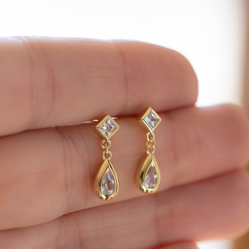 Dainty Dangle Earrings Gold Dangle Earrings Tear Drop Etsy