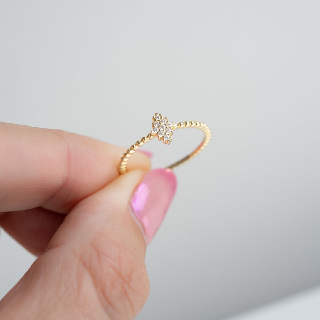 Dainty Diamond Stacking Eternity Ring Gold Minimalist Ring CZ Ring ...