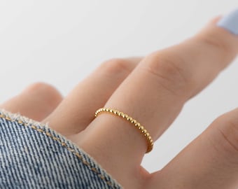 Dainty Ring, Beaded Ring, Stacking Rings, Gold Minimalist Ring, Stackable Rings, Sterling Silver Ring, Rings, Dainty Stacking Rings,