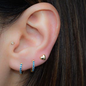 Sapphire Earrings, Hoop Earrings, Dainty Earrings, Sapphire Gemstone, Blue Earrings, Small Hoop Earrings, Birthstone Earrings, Gift for Her