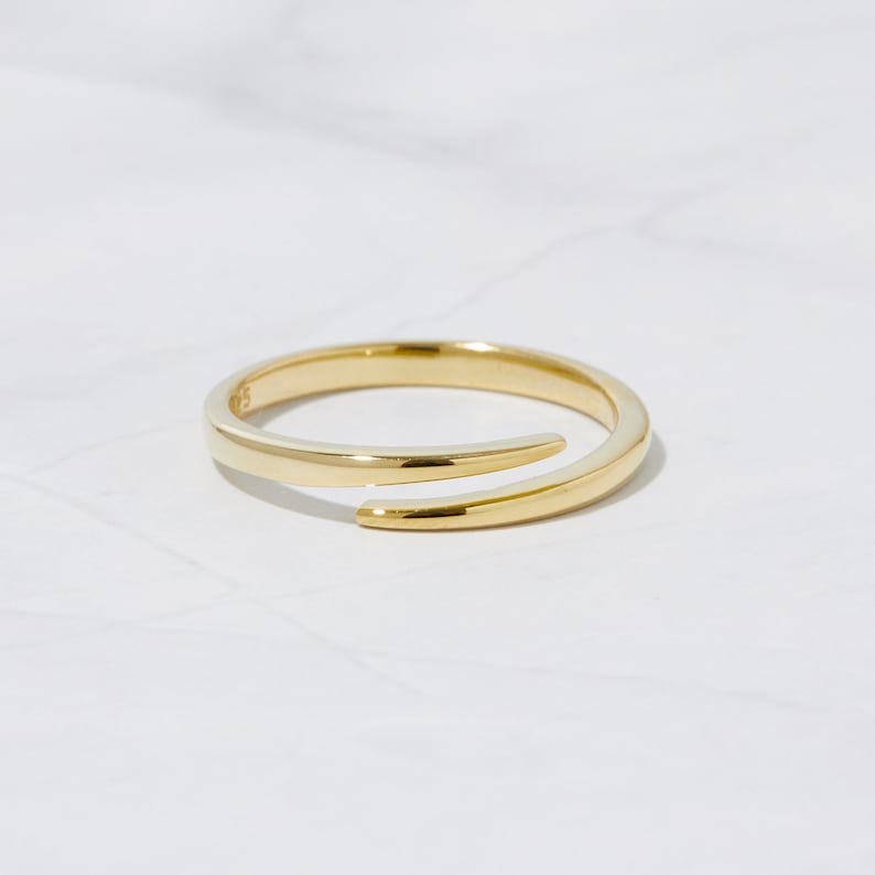 Dainty Ring, Minimalist Ring, Stacking Ring, Gold Ring, Sterling Silver Ring, Snake Ring, Spiral Ring, Gift for Her, Adjustable Ring image 1