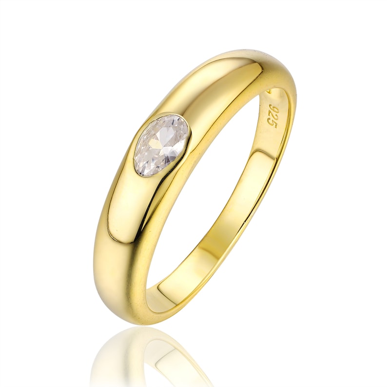 Minimalist Dome Ring, Gold Ring, Chunky Ring, Statement Ring, Signet Ring, Dainty Ring, Minimalist Ring, Stackable Ring, Gift for Her image 5