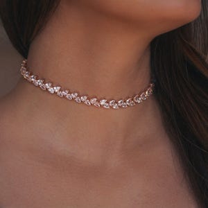 Diamond Choker CZ Choker Fancy Choker Necklace Prom Jewelry Wedding Jewelry Bridesmaid Gift Pear-Shaped Diamond Choker Statement Choker
