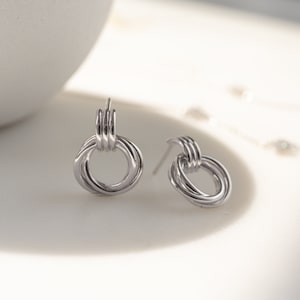 dainty sterling silver knot hoops