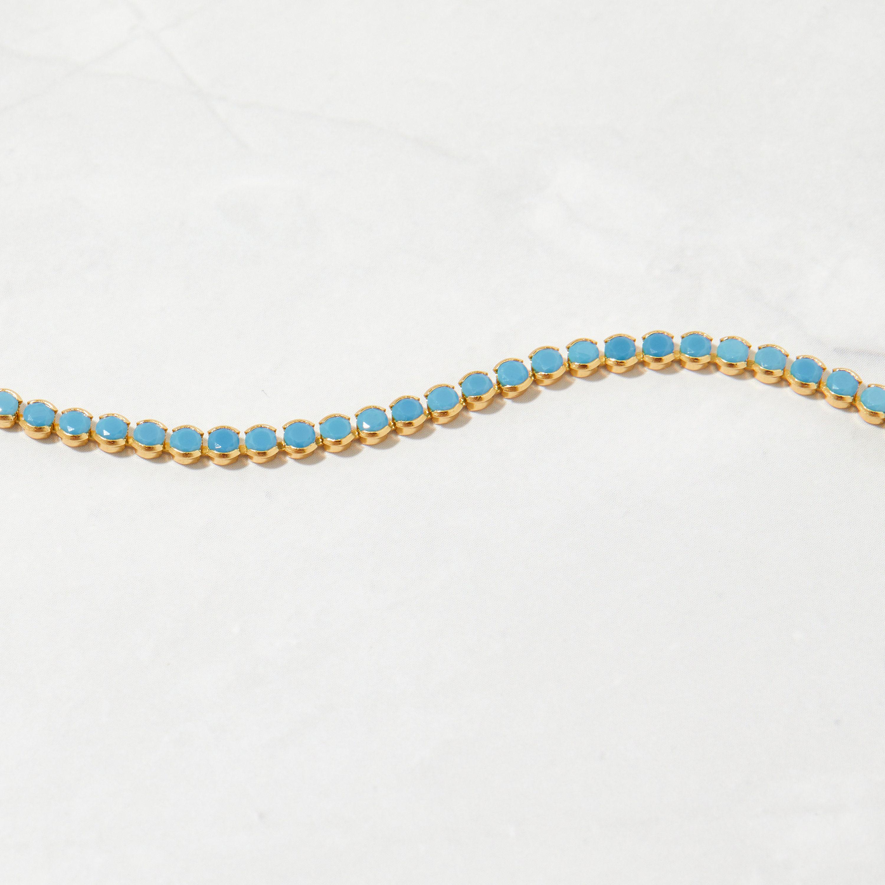 Turquoise Bracelet, Turquoise Tennis Bracelet, Dainty Bracelet, Turquoise Jewelry, Gift for Her, Minimalist Bracelet, Gold Tennis Bracelet