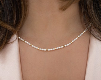 Pearl Beaded Necklace, Beaded Necklace, Pearl Necklace Gift for Her Pearl Jewelry Pearl Necklace Dainty Pearl Necklace Pearl Choker Necklace