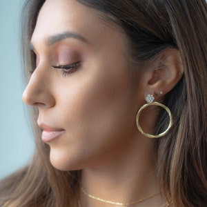 Gold Hoop Earrings, Dangle Earrings, Diamond Earrings, Large Gold Hoops, Statement Earrings, Gold Hoops, Bridesmaid Jewelry, Hoops, Gift