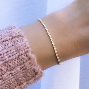 Tennis Bracelet, Gold Tennis Bracelet, Cubic Zirconia Tennis Bracelet, Dainty Bracelet, Diamond Bracelet, Gift for Her, Minimalist Bracelet