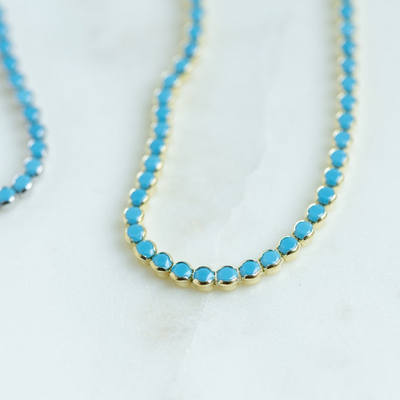 Turquoise Bracelet, Turquoise Tennis Bracelet, Dainty Bracelet, Turquoise Jewelry, Gift for Her, Minimalist Bracelet, Gold Tennis Bracelet image 5
