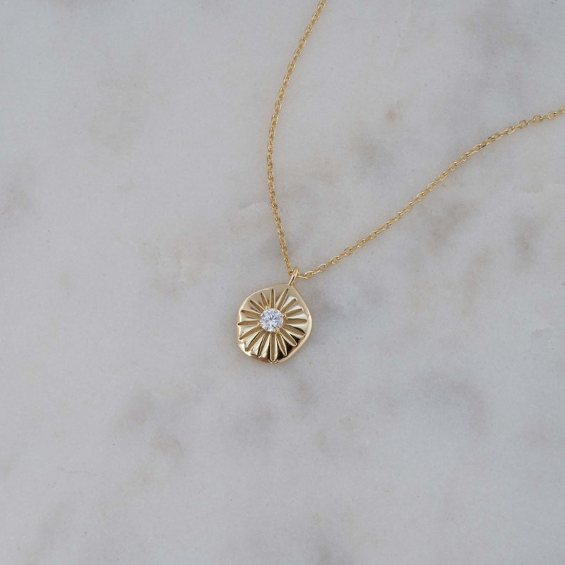 Medallion Necklace, Dainty Necklace, Gold Pendant Necklace, Coin Necklace, Gold Necklace, Layering Necklace, Gold Medallion, Gift for Her image 6