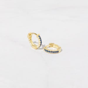 Sapphire Huggie Earrings, Gold Hoop Earrings, Hoop Earrings, Gold Hoops, Small Hoops, Small Hoop Earrings, Gold Huggie Hoops