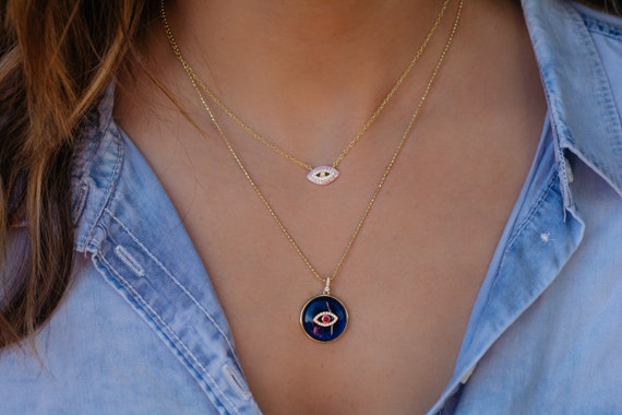 Evil Eye Necklace Jewelry Gold Medallion - Evil Eye Jewelry Pendant Evil Eye Necklace Jewelry Gold Medallion - Evil Eye Jewelry Pendant
