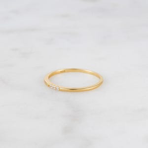 Dainty Ring, Gold Minimalist Ring, Stacking Ring, Simple Diamond Ring, Cubic Zirconia Sterling Silver Ring, Thin Ring, Gift for Her image 3