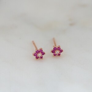 Ruby Studs, Ruby Stud Earrings, Small Stud Earrings, Dainty Studs, Stud Earrings, July Birthstone, Ruby Earrings, Tiny Studs, Gift for Her image 7