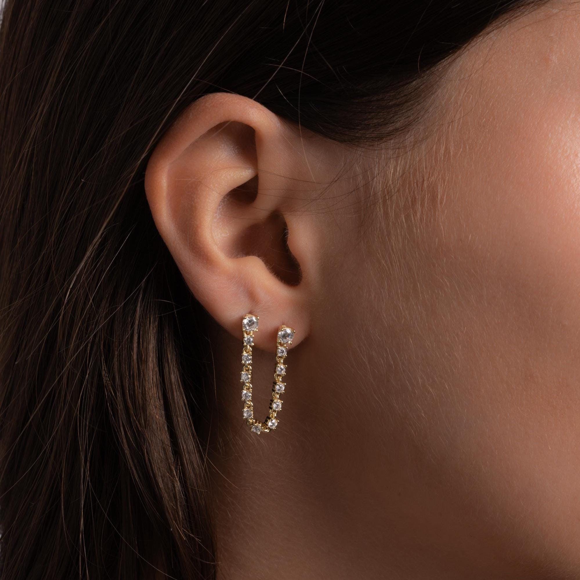 【here's】SPINAL DOUBLE PIERCE Ryuji Double Pierce Single Chain Earring Wrap Cuff Earring