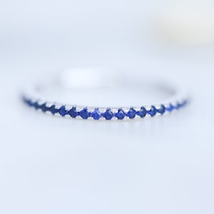 Dainty Sapphire Eternity Ring, Sapphire Ring, Sapphire Stacking Ring, September Birthstone, Minimalist Ring, Simple Ring, Gift for Her image 5