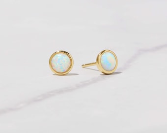 Opal Stud Earrings, Opal Earrings, Stud Earrings, Opal Studs, Opal Jewelry, October Birthstone, Opal, Gift for Her, Dainty Earrings