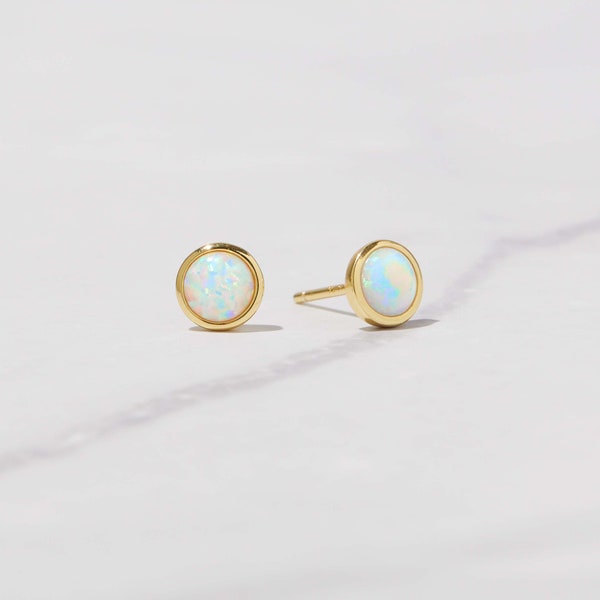 Opal Stud Earrings, Opal Earrings, Stud Earrings, Opal Studs, Opal Jewelry, October Birthstone, Opal, Gift for Her, Dainty Earrings