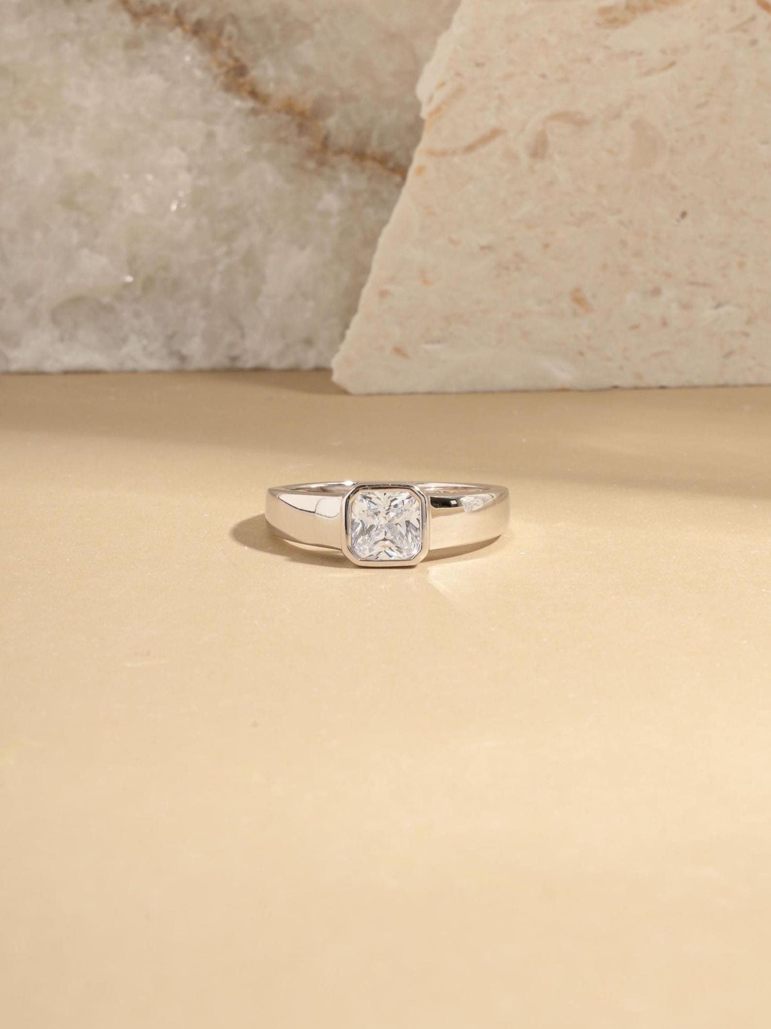 Sami Rind Bezel Set Dome Ring by Sami Jewels, Square Ring, Diamond Ring ...