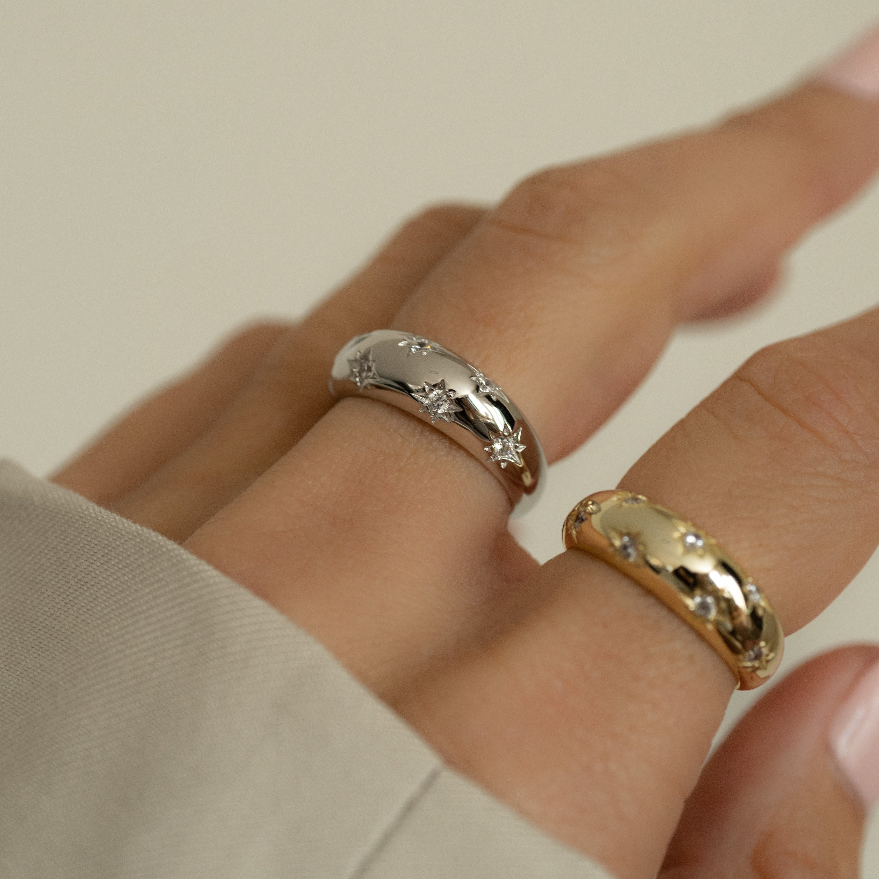 アクセサリー vintage gold&silver dome ring K10 925 Dome Ring, Gold Dome Ring, Silver Dome Ring, Star Ring, Celestial