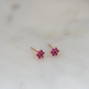Ruby Studs, Ruby Stud Earrings, Small Stud Earrings, Dainty Studs, Stud Earrings, July Birthstone, Ruby Earrings, Tiny Studs, Gift for Her image 3