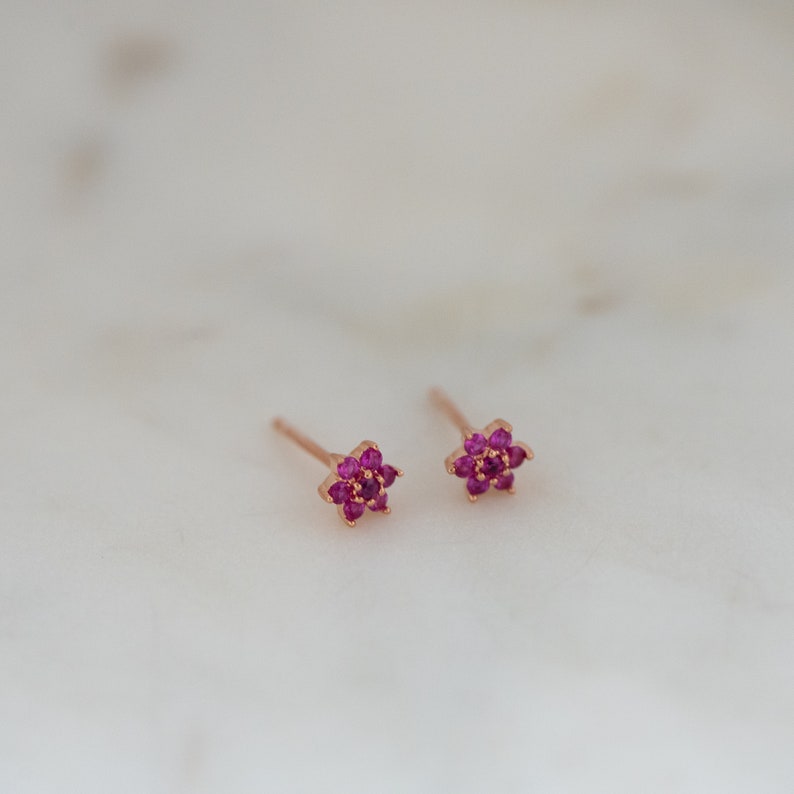 Ruby Studs, Ruby Stud Earrings, Small Stud Earrings, Dainty Studs, Stud Earrings, July Birthstone, Ruby Earrings, Tiny Studs, Gift for Her image 3