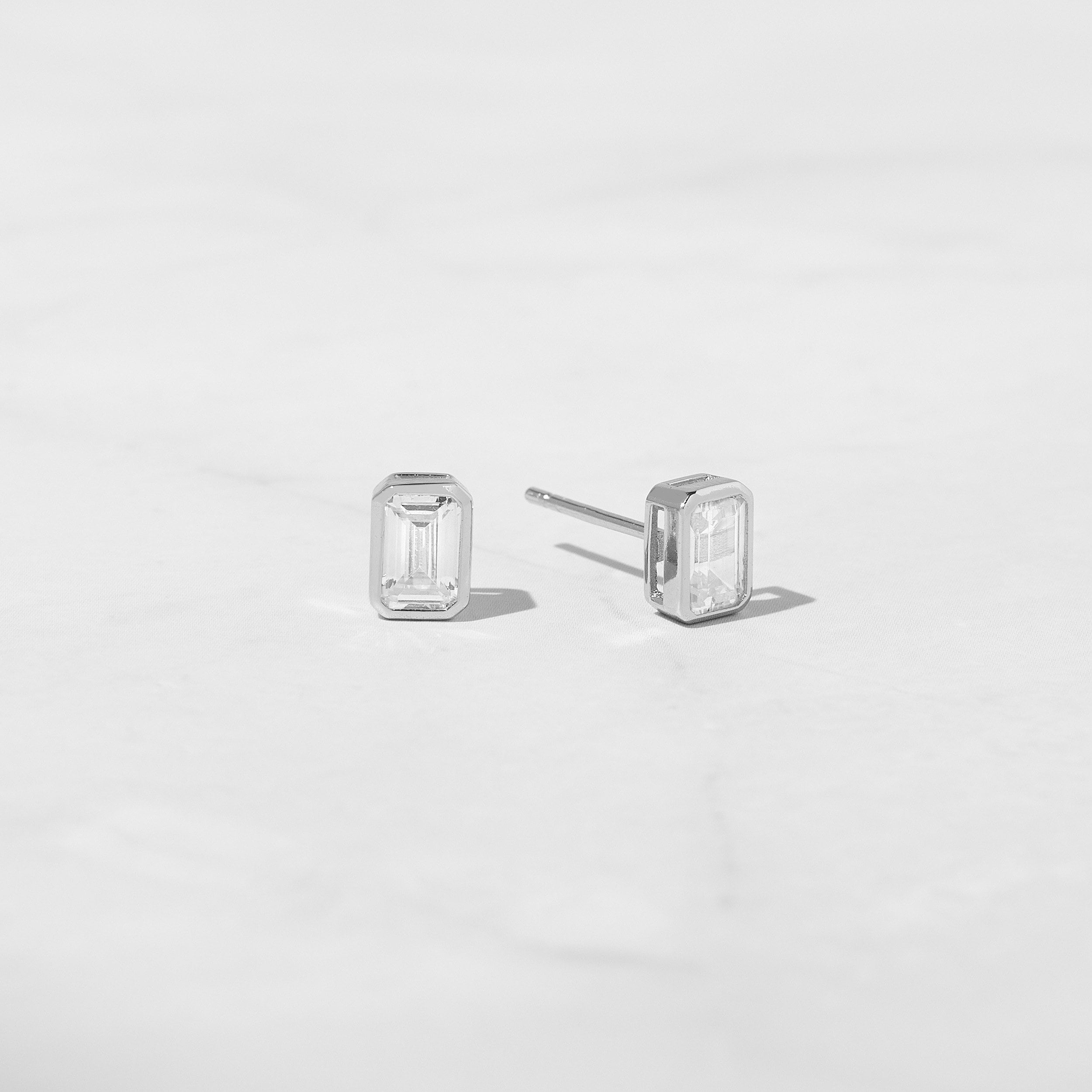 Baguette Earrings, Stud Earrings, Minimalist Earrings