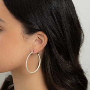 Large Diamond Hoop Earrings, Pave Hoop Earrings, Gold Diamond Hoops, Silver Diamond Hoop Earrings, Gold Hoops, Wedding Statement Earrings