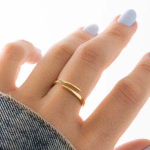 Dainty Ring, Minimalist Ring, Stacking Ring, Gold Ring, Sterling Silver Ring, Snake Ring, Spiral Ring, Gift for Her, Adjustable Ring image 2