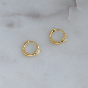 Opal Huggie Earrings, Small Gold Hoop Earrings, Opal Hoops, Gold Hoop Earrings, Gold Huggie Earrings, Silver Opal Hoop Earring, Opal Earring image 6