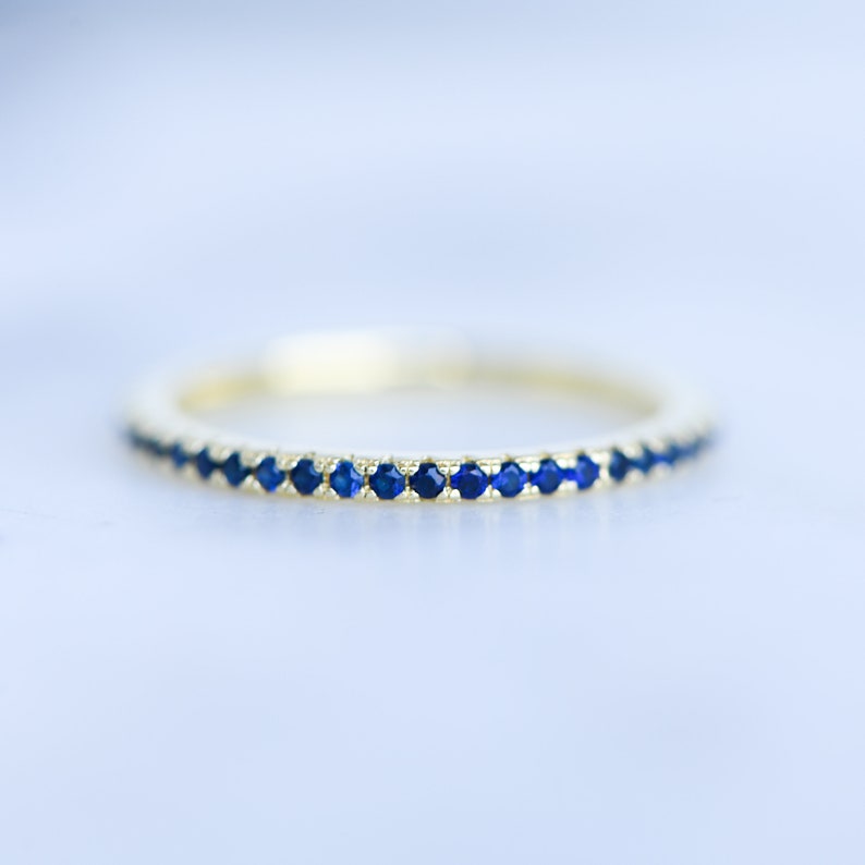 Dainty Sapphire Eternity Ring, Sapphire Ring, Sapphire Stacking Ring, September Birthstone, Minimalist Ring, Simple Ring, Gift for Her image 3