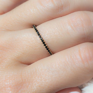 Dainty Black Diamond Stacking Eternity Ring Gold Minimalist Ring Simple Diamond Ring Silver Ring Gift for Her Delicate Ring Eternity Band image 7