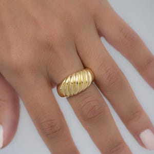 Croissant Ring, Gold Croissant Ring, Twist Ring, Signet Ring, Chunky Ring, Dome Ring, Statement Ring, Twisted Ring, Rope Ring, Gift for Her